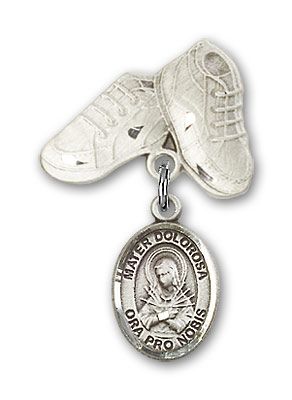 Sterling Silver Baby Boots Mater Dolorosa Baby Badge - Engravable