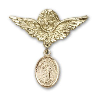 14kt Gold Filled Large Angel w/Wings St. Peter Nolasco Baby Badge - Engravable