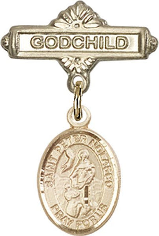 14kt Gold Godchild St. Peter Nolasco Baby Badge - Engravable