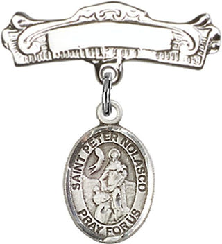Sterling Silver Badge Pin St. Peter Nolasco Baby Badge - Engravable