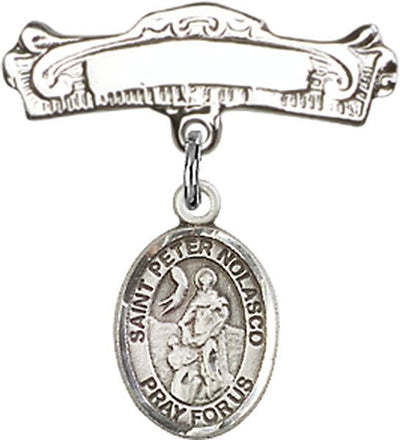 Sterling Silver Badge Pin St. Peter Nolasco Baby Badge - Engravable