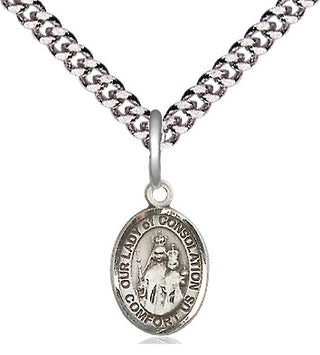 Pewter Our Lady of Consolation Medal Religious and Catholic Jewelry Engraved Catholic Saint Jewelry