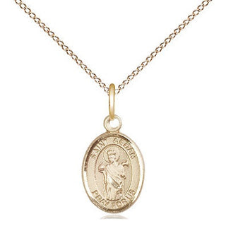 14kt Gold Saint Aedan of Ferns Medal Engraved Catholic Saint Jewelry