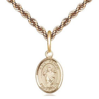 14kt Gold Saint Aedan of Ferns Medal Engraved Catholic Saint Jewelry