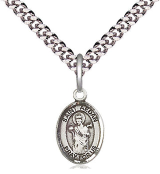 Pewter Saint Aedan of Ferns Medal Religious and Catholic Jewelry Engraved Catholic Saint Jewelry