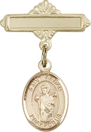 14kt Gold Filled Polished Badge Pin St. Aedan of Ferns Baby Badge - Engravable