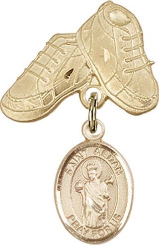 14kt Gold Filled Baby Boots St. Aedan of Ferns Baby Badge - Engravable