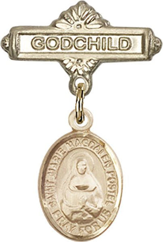 14kt Gold Filled Godchild St. Marie Magdalen Postel Baby Badge - Engravable