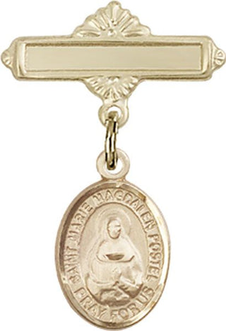 14kt Gold Polished Badge Pin St. Marie Magdalen Postel Baby Badge - Engravable