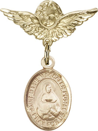 14kt Gold Small Angel w/Wings St. Marie Magdalen Postel Baby Badge - Engravable