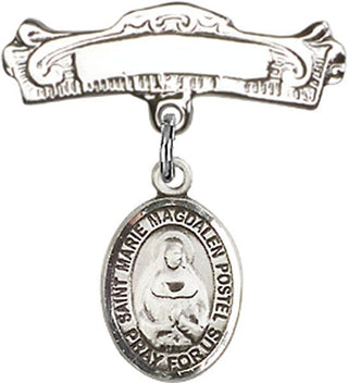 Sterling Silver Badge Pin St. Marie Magdalen Postel Baby Badge - Engravable