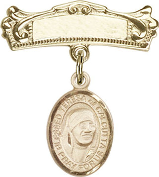 14kt Gold Badge Pin St. Teresa of Calcutta Baby Badge - Engravable