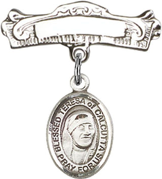 Sterling Silver Badge Pin St. Teresa of Calcutta Baby Badge - Engravable