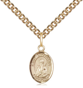 14kt Gold Saint Athanasius Medal Engraved Catholic Saint Jewelry