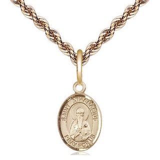 14kt Gold Saint Athanasius Medal Engraved Catholic Saint Jewelry