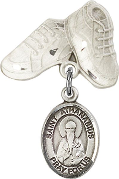 Sterling Silver Baby Boots St. Athanasius Baby Badge - Engravable