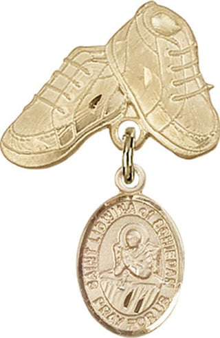 14kt Gold Filled Baby Boots St. Lidwina of Schiedam Baby Badge - Engravable