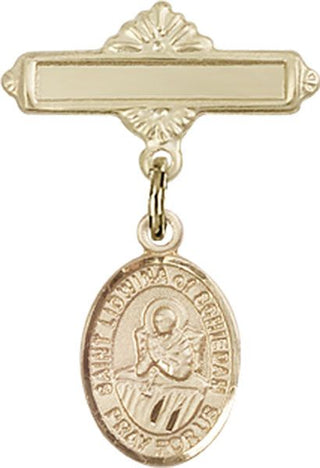 14kt Gold Polished Badge Pin St. Lidwina of Schiedam Baby Badge - Engravable