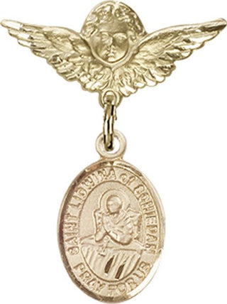 14kt Gold Small Angel w/Wings St. Lidwina of Schiedam Baby Badge - Engravable