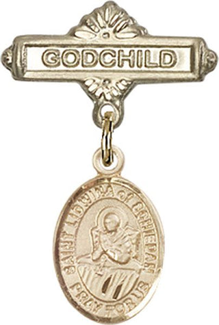 14kt Gold Godchild St. Lidwina of Schiedam Baby Badge - Engravable