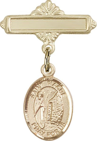 14kt Gold Filled Polished Badge Pin St. Fiacre Baby Badge - Engravable