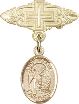 14kt Gold Filled Badge Pin With Cross St. Fiacre Baby Badge - Engravable