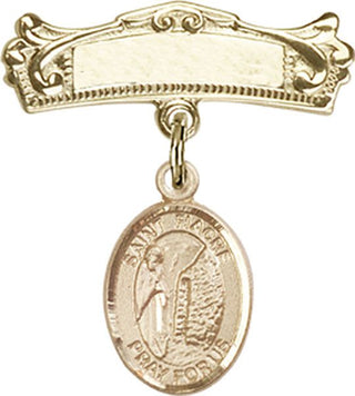 14kt Gold Filled Badge Pin St. Fiacre Baby Badge - Engravable