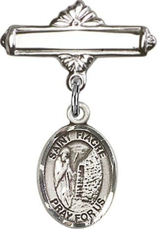 Sterling Silver Polished Badge Pin St. Fiacre Baby Badge - Engravable