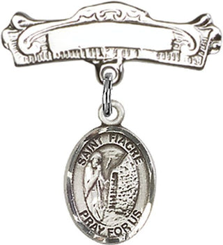 Sterling Silver Badge Pin St. Fiacre Baby Badge - Engravable