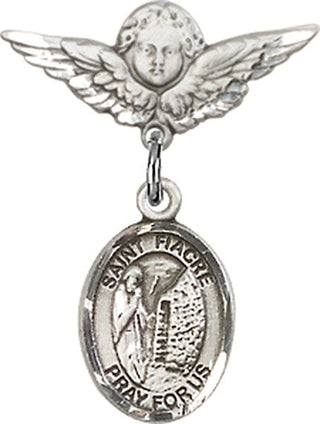Sterling Silver Small Angel w/Wings St. Fiacre Baby Badge - Engravable