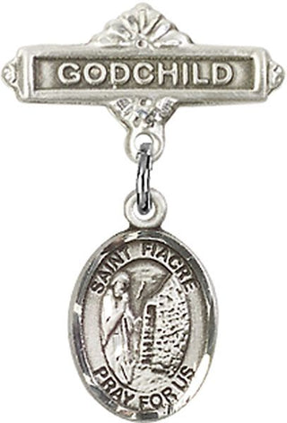 Sterling Silver Godchild St. Fiacre Baby Badge - Engravable