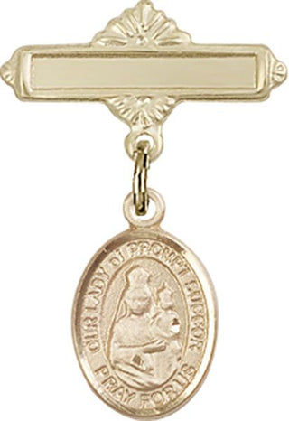 14kt Gold Filled Polished Badge Pin O/L of Prompt Succor Baby Badge - Engravable