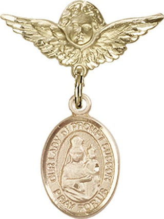 14kt Gold Filled Small Angel w/Wings O/L of Prompt Succor Baby Badge - Engravable