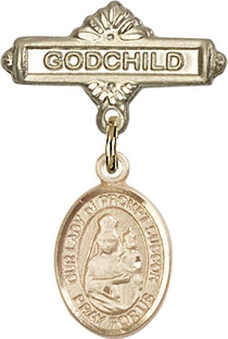 14kt Gold Filled Godchild O/L of Prompt Succor Baby Badge - Engravable