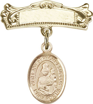 14kt Gold Badge Pin O/L of Prompt Succor Baby Badge - Engravable