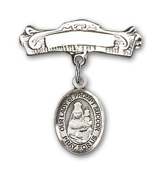 Sterling Silver Badge Pin O/L of Prompt Succor Baby Badge - Engravable