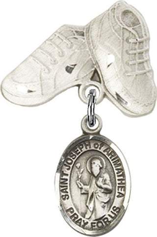 Sterling Silver Baby Boots St. Joseph of Arimathea Baby Badge - Engravable