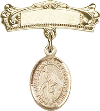 14kt Gold Filled Badge Pin St. Margaret of Cortona Baby Badge - Engravable