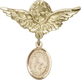 14kt Gold Filled Large Angel w/Wings St. Margaret of Cortona Baby Badge - Engravable