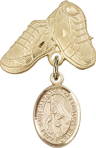 14kt Gold Filled Baby Boots St. Margaret of Cortona Baby Badge - Engravable