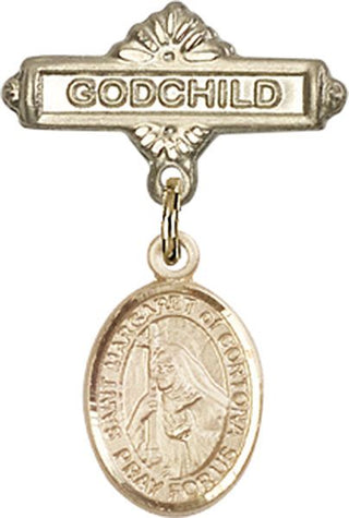14kt Gold Godchild St. Margaret of Cortona Baby Badge - Engravable