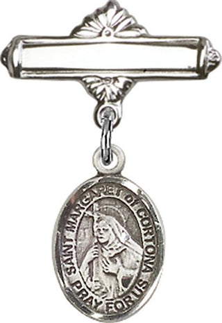 Sterling Silver Polished Badge Pin St. Margaret of Cortona Baby Badge - Engravable
