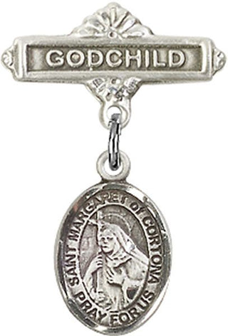 Sterling Silver Godchild St. Margaret of Cortona Baby Badge - Engravable