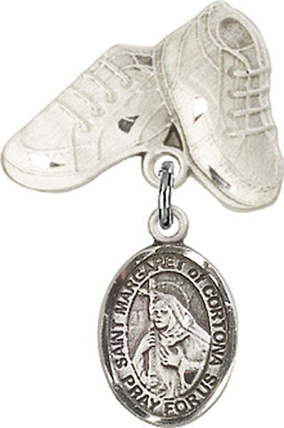 Sterling Silver Baby Boots St. Margaret of Cortona Baby Badge - Engravable