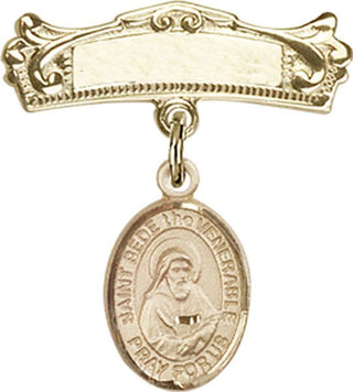 14kt Gold Filled Badge Pin St. Bede the Venerable Baby Badge - Engravable