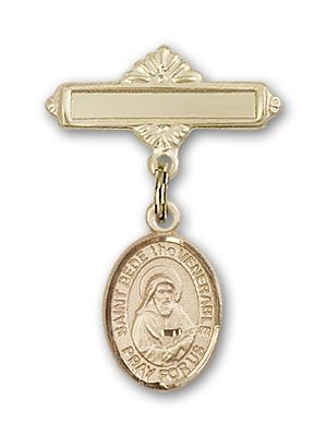 14kt Gold Polished Badge Pin St. Bede the Venerable Baby Badge - Engravable