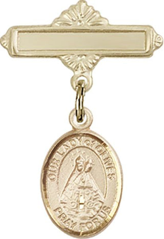 14kt Gold Filled Polished Badge Pin O/L of Olives Baby Badge - Engravable