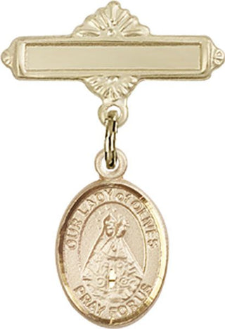 14kt Gold Polished Badge Pin O/L of Olives Baby Badge - Engravable