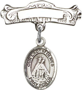 Sterling Silver Badge Pin O/L of Olives Baby Badge - Engravable