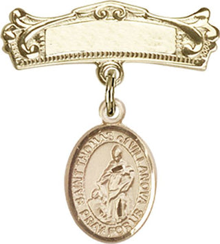 14kt Gold Filled Badge Pin St. Thomas of Villanova Baby Badge - Engravable